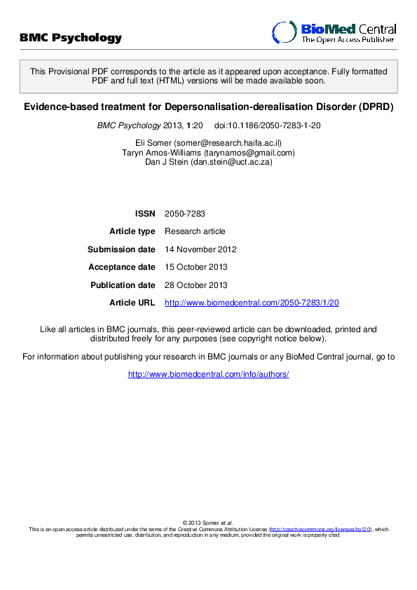 Depersonalization disorder essay 08 picture