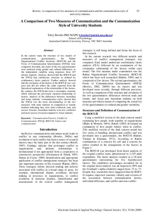 (PDF) A Comparison of Two Measures of Communication and the ...