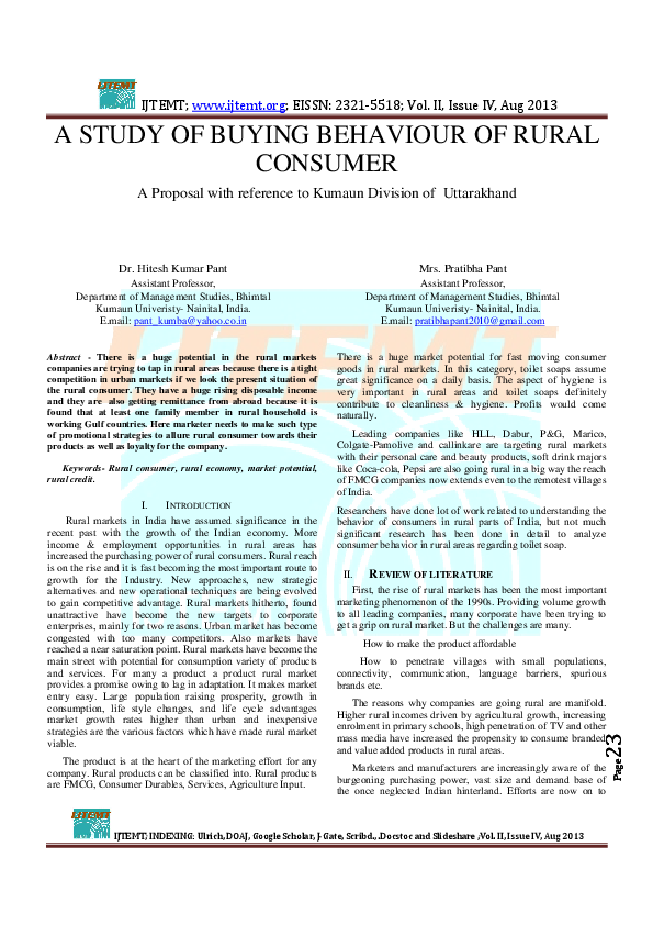 Rural consumer buying behavior essays
