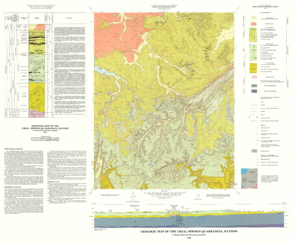 Carte Topographique USGS Originale Creal Springs Illinois 1967 Vintage