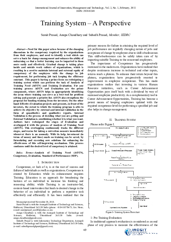 (PDF) Training system- a perspective