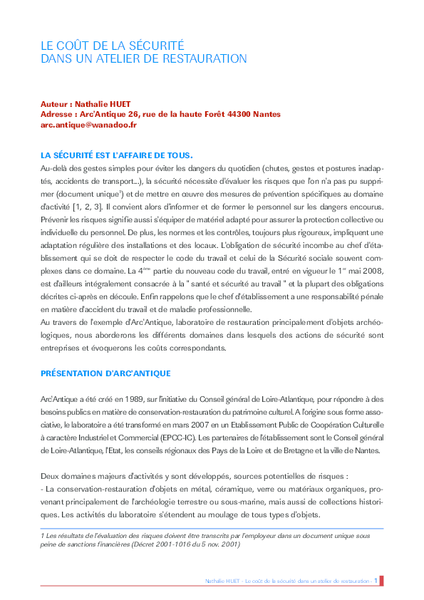 Le coût de la sécurité dans un atelier de restauration