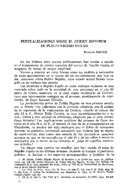 (PDF) PUBLIUS NIGIDIUS FIGULUS 7. Puntualizaciones sobre el cursus