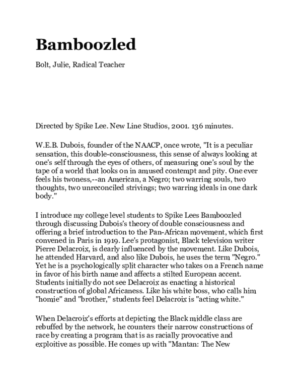 Teaching Note Spike Lee's Bamboozled Julie Bolt Academia.edu