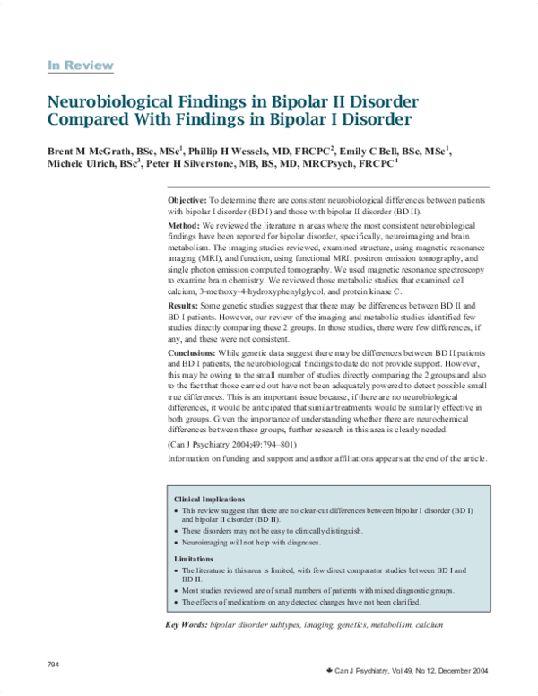 (PDF) Neurobiological Findings in Bipolar II Disorder Compared With ...