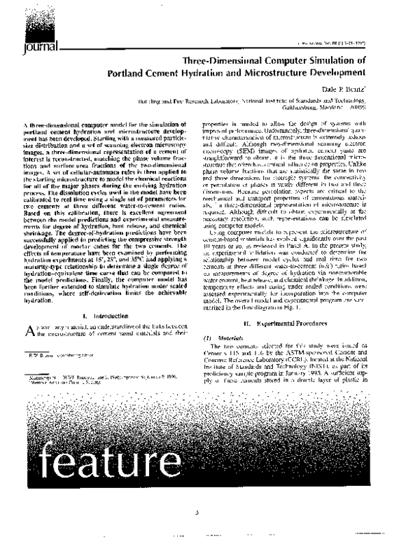 (PDF) Three Dimensional Computer Simulation of Portland Cement ...