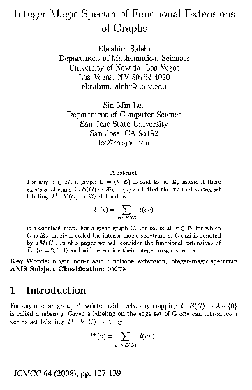 (PDF) Integer-Magic Spectra of Functional Extensions of Graphs