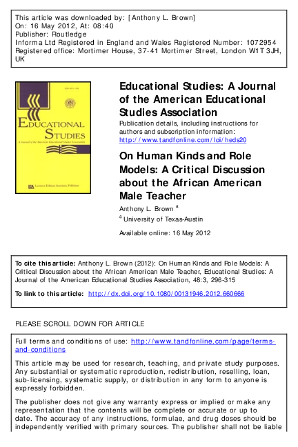 (PDF) On Human Kinds and Role Models: A Critical Discussion about the ...