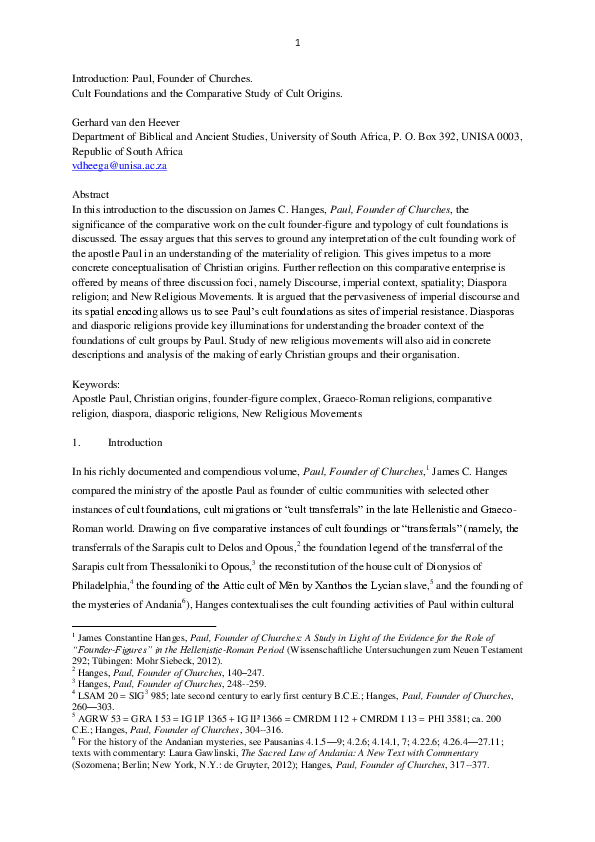 (DOC) Introduction paul founder of churches cult foundations and the