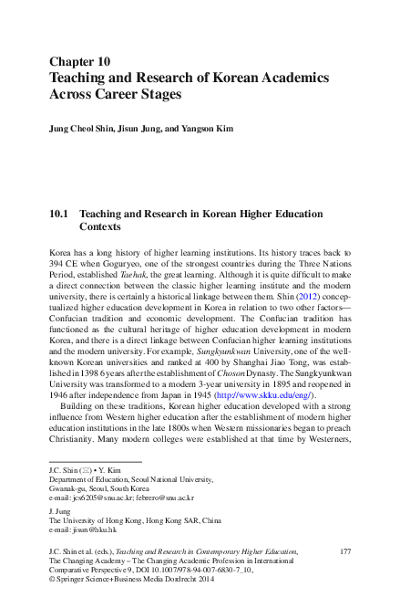 (PDF) Teaching and research of Korean academics across career stages