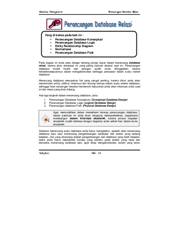 Pdf Database Management Perancangan Database Relasi Yang Di Bahas
