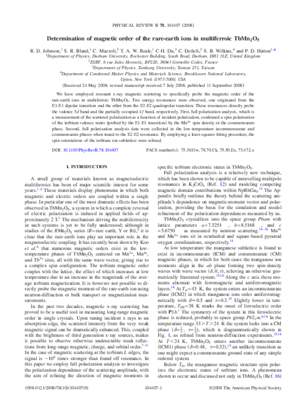 (PDF) Determination of magnetic order of the rare-earth ions in ...