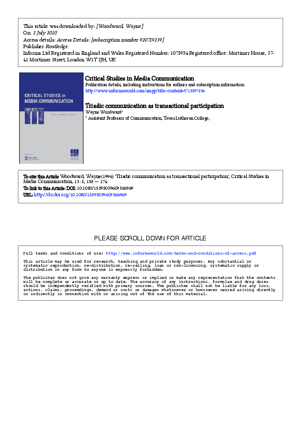 (PDF) Triadic communication as transactional participation
