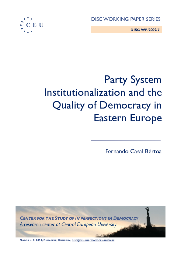 (PDF) Party System Institutionalization and the Quality of Democracy in ...