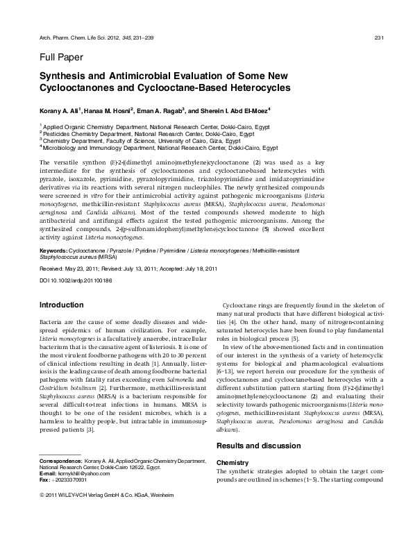 (PDF) Full Paper Synthesis and Antimicrobial Evaluation of Some New ...