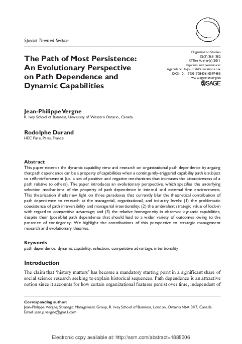 The Path of Most Persistence: An Evolutionary Perspective on Path ...