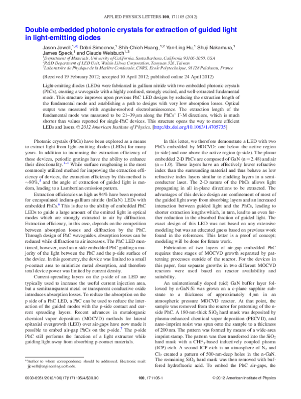 (PDF) Double embedded photonic crystals for extraction of guided light ...