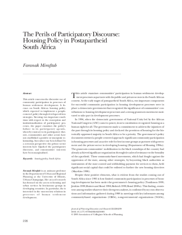 housing policies in south africa