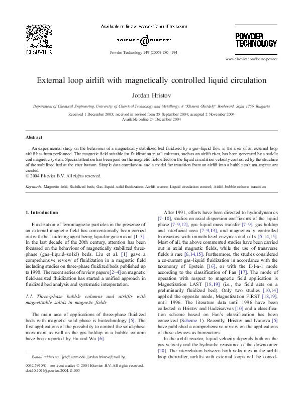 (PDF) External loop airlift with magnetically controlled liquid circulation
