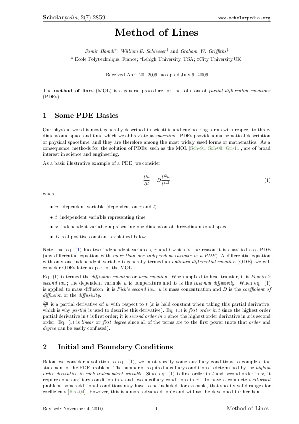 (PDF) Method of Lines