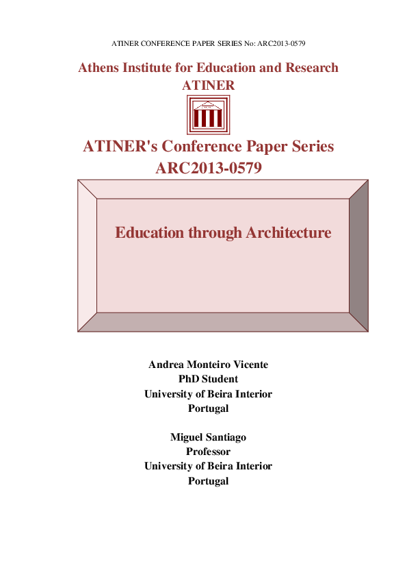 (PDF) Education through Architecture Andrea Vicente Academia.edu