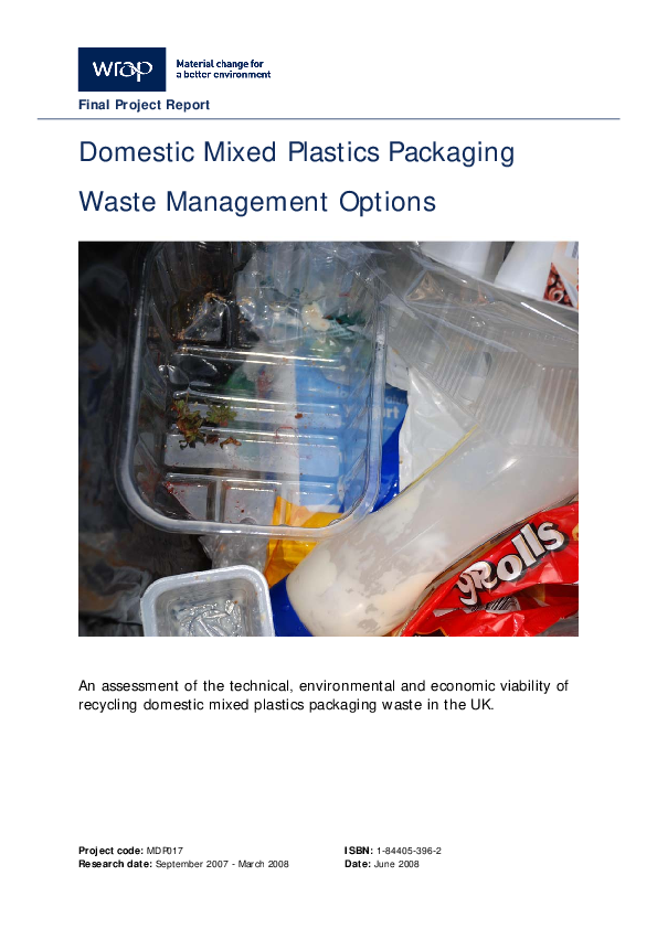 (PDF) Domestic Mixed Plastics Packaging Waste Management Options Geronimo Reyes Academia.edu