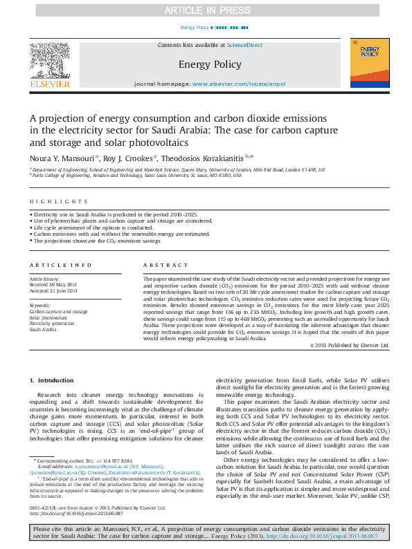 (PDF) A projection of energy consumption and carbon dioxide emissions ...
