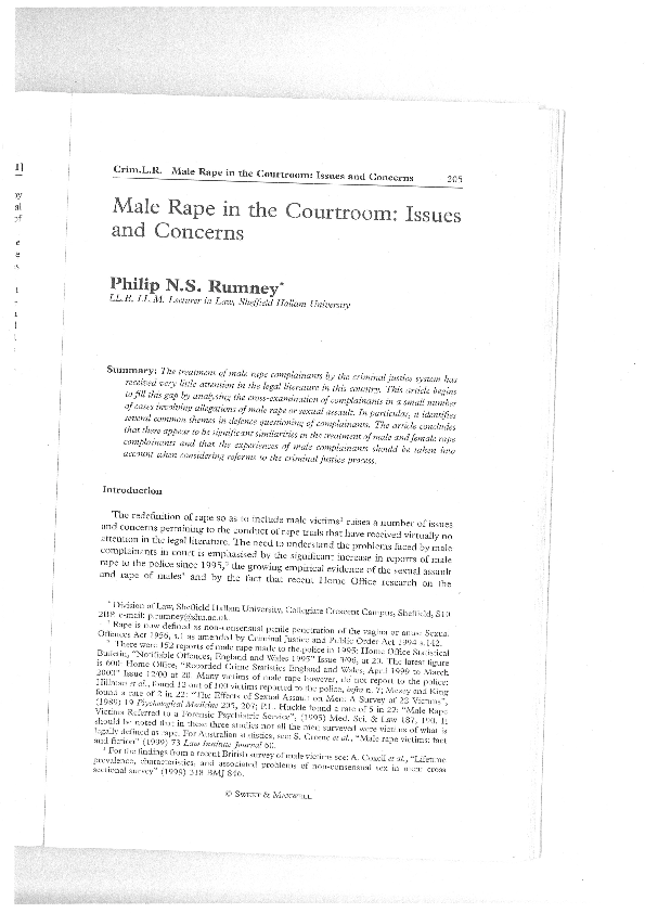 (PDF) Male Rape in the Courtroom: Issues and Concerns
