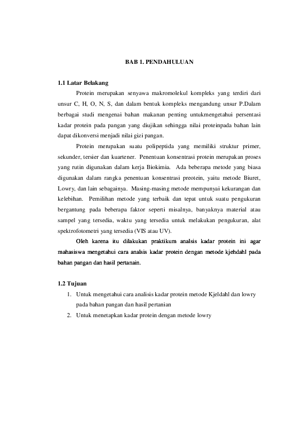 Pdf Laporan Analisa Protein Metode Lowry Fatkhur Rohman Academia Edu