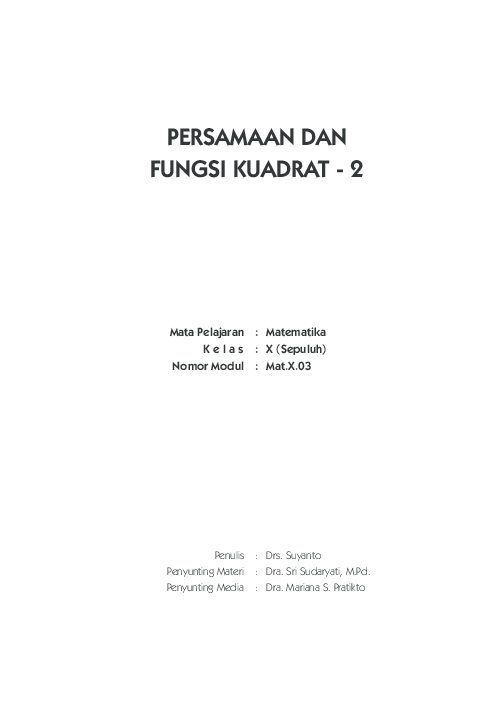Materi Persamaan Dan Fungsi Kuadrat Pdf