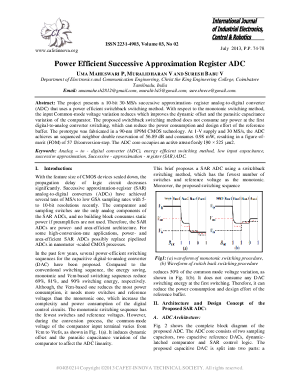 (PDF) Power Efficient Successive Approximation Register ADC