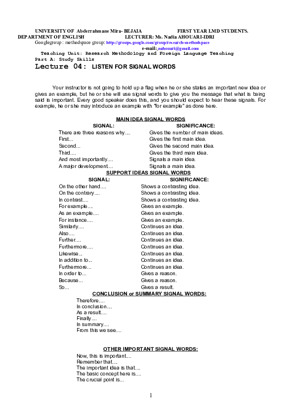 Signal words for research paper image