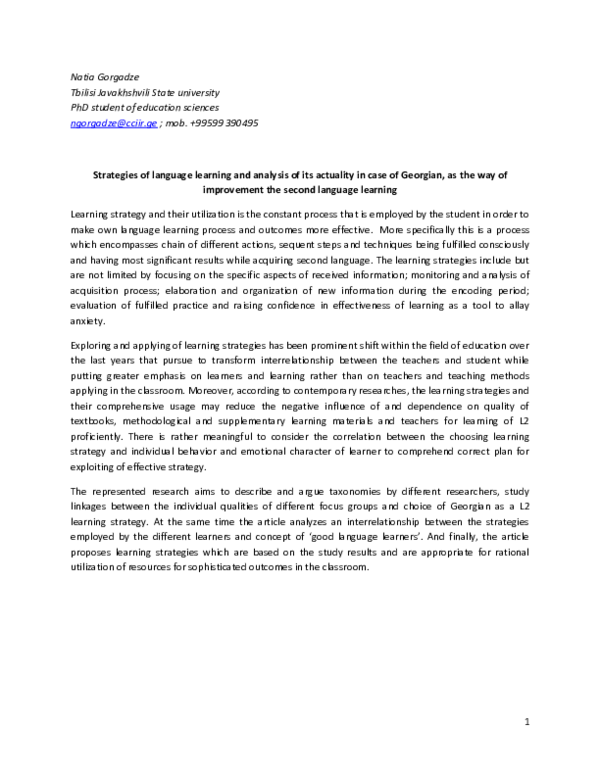 (DOC) Strategies of language learning