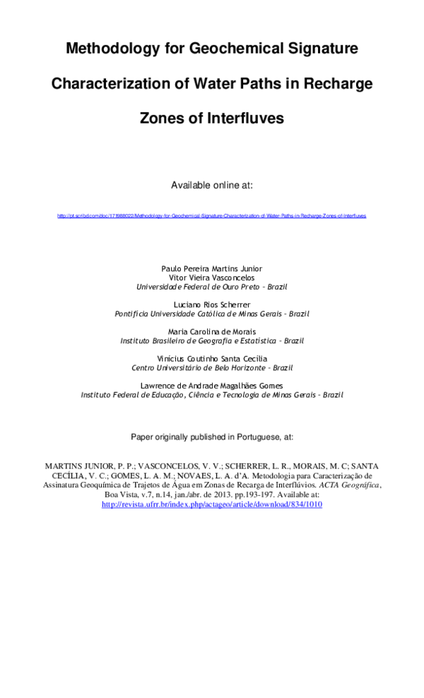 (PDF) Methodology for geochemical signature characterization of water ...