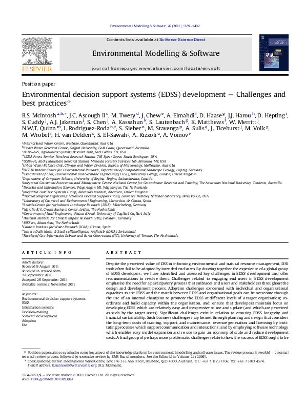 (PDF) Environmental decision support systems (EDSS) development ...
