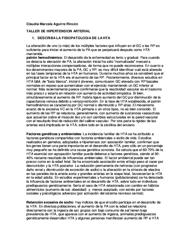 Daño fisiológico por hipertensión no controlada y aneurisma Daño fisiológico por hipertensión no controlada y aneurisma
