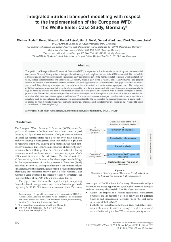 (PDF) Integrated Nutrient Transport Modelling with respect to the ...