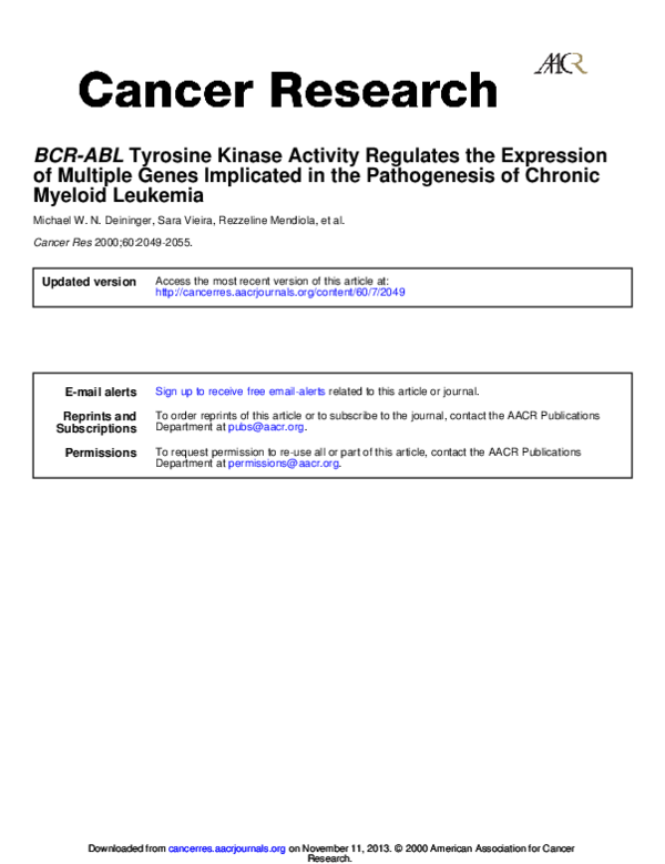 (PDF) BCR-ABL Tyrosine Kinase Activity Regulates the Expression of ...