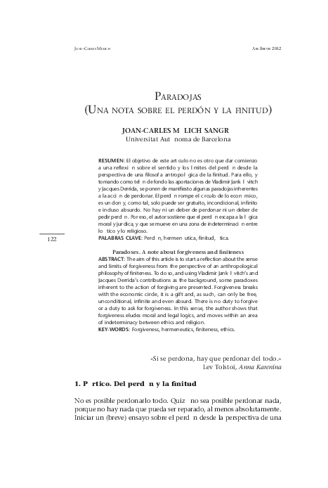 (PDF) Ars Brevis 2012 122 Joan-Carles MèliCh paradojaS (una nota Sobre ...
