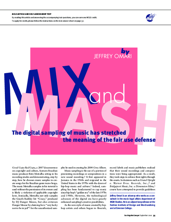 (PDF) Mix and Mash The Digital Sampling of Music has Stretched the
