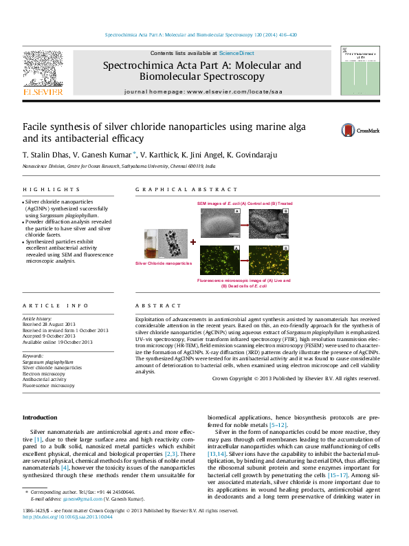 (PDF) Facile synthesis of silver chloride nanoparticles using marine ...