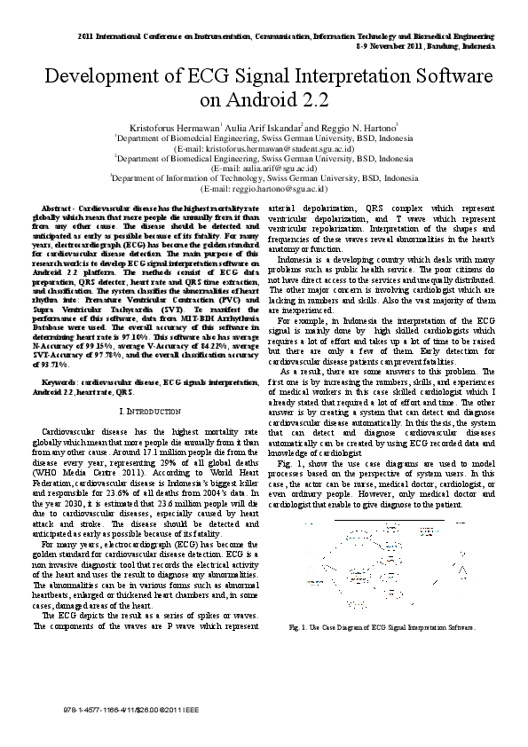 (PDF) Development of ECG signal interpretation software on Android 2.2