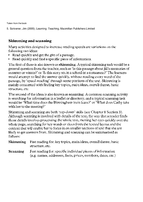 (DOC) Skimming scanning definition Adri Alves Academia.edu