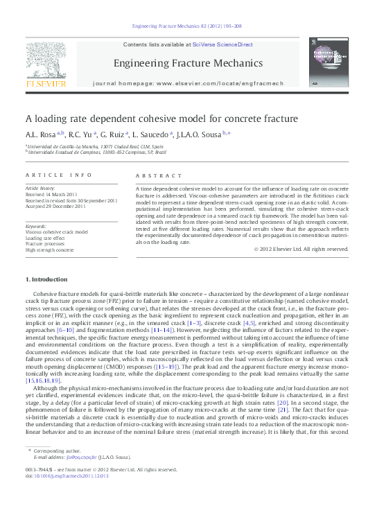 (PDF) A loading rate dependent cohesive model for concrete fracture