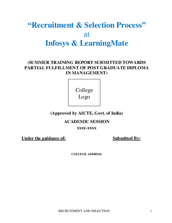 PDF) RECRUITMENT AND SELECTION 1 ―Recruitment &amp; Selection Process 