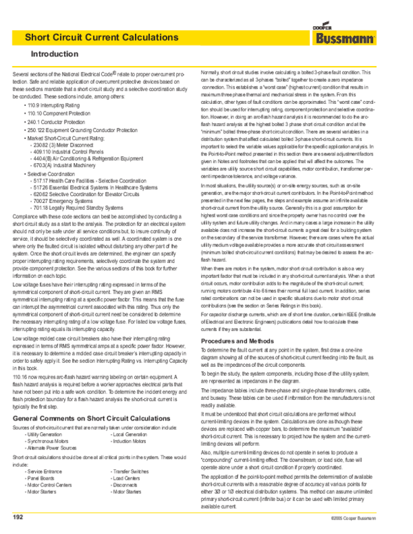 Short Circuit Current Calculations Introduction