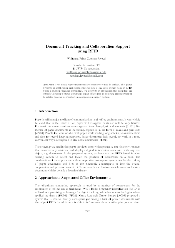 (PDF) Document Tracking and Collaboration Support using RFID