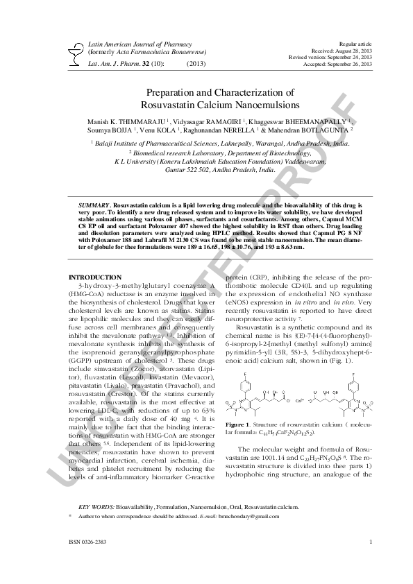 Rosuvastatin calcium solubility image