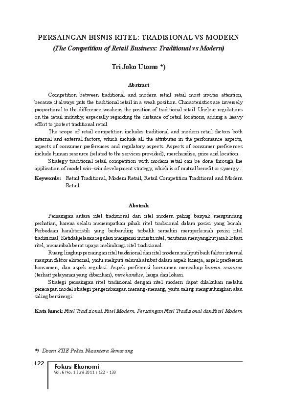 Perbedaan Antara Tradisional Dengan Pasar Modern Yaitu