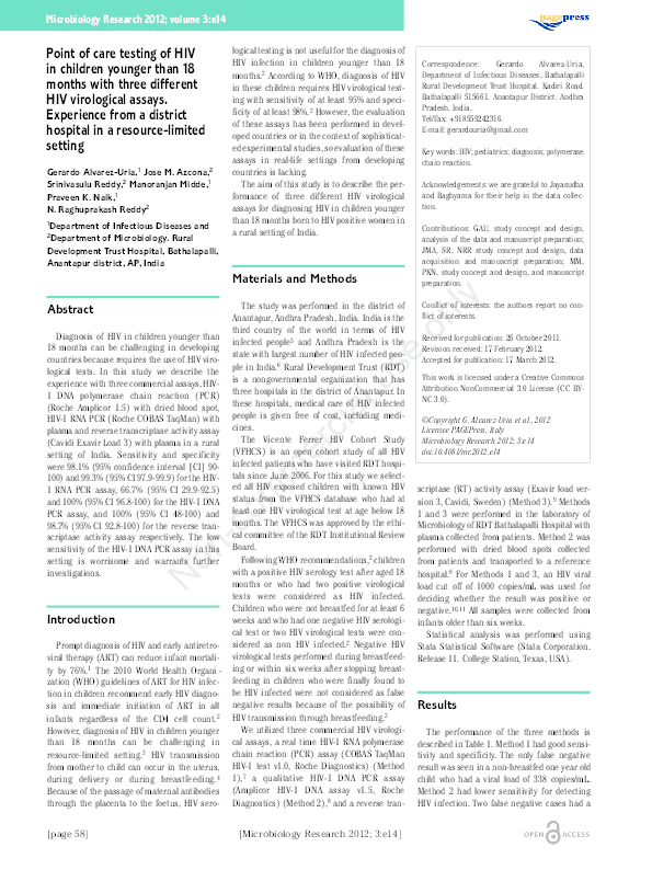 (PDF) Point of care testing of HIV in children younger than 18 months ...